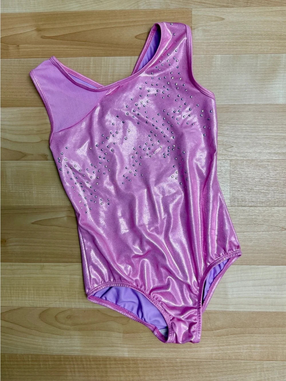 Girls Gymnastics Leotard Size L 10/12 Pink Rhinestone